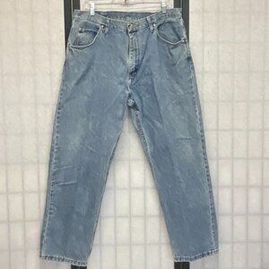 Wrangler 5 Star Relaxed Fit Straight Leg Vintage Light Stone Wash Denim Jeans 38